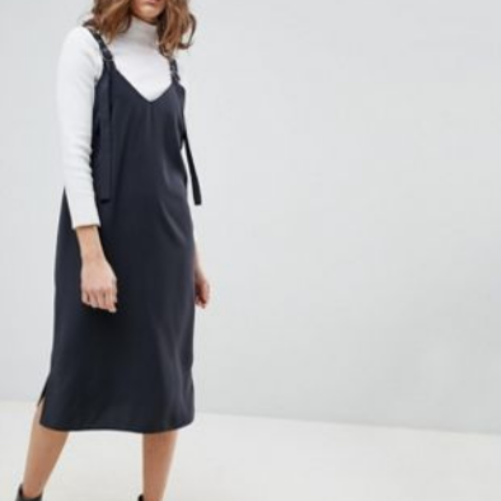 ASOS Buckle Detail Overall Midi Slip Dress